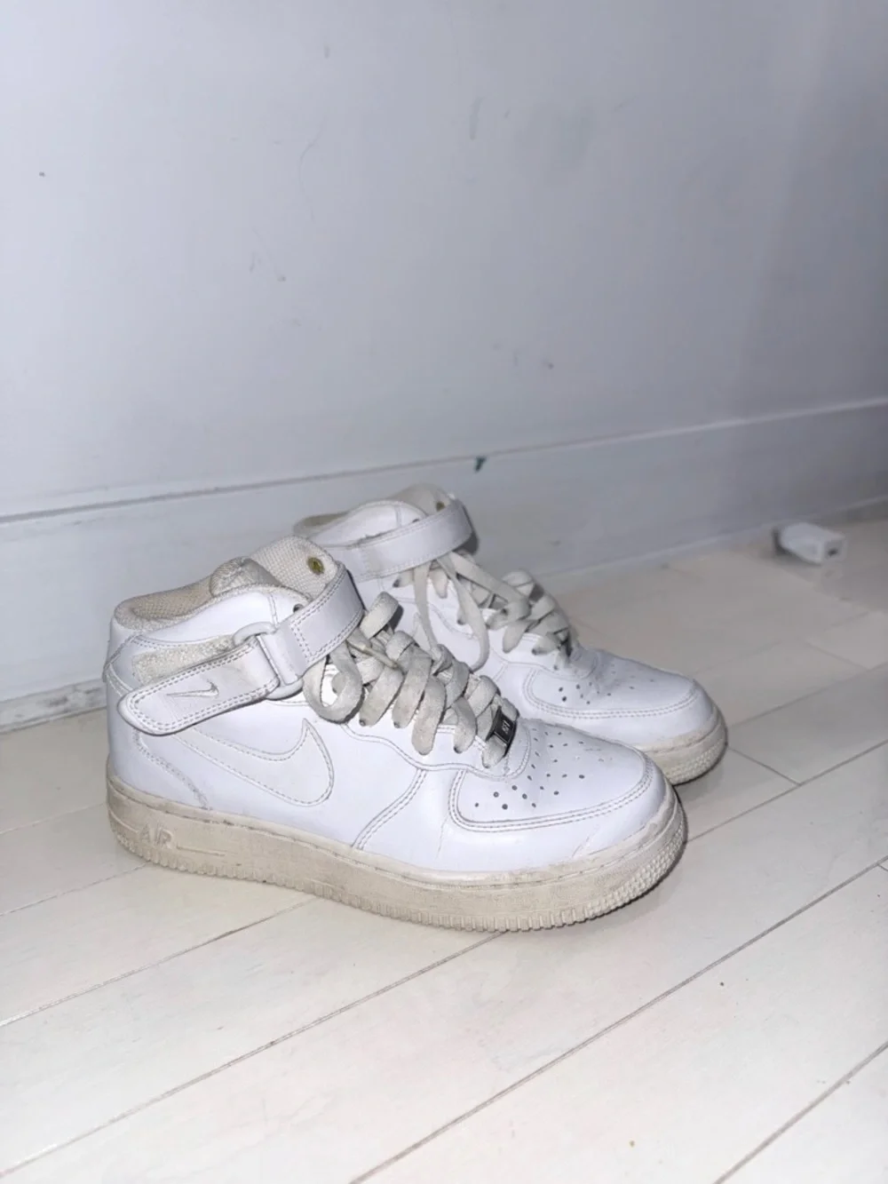 Nike White High-Top Sneakers with Strap - Picture 2 of 2